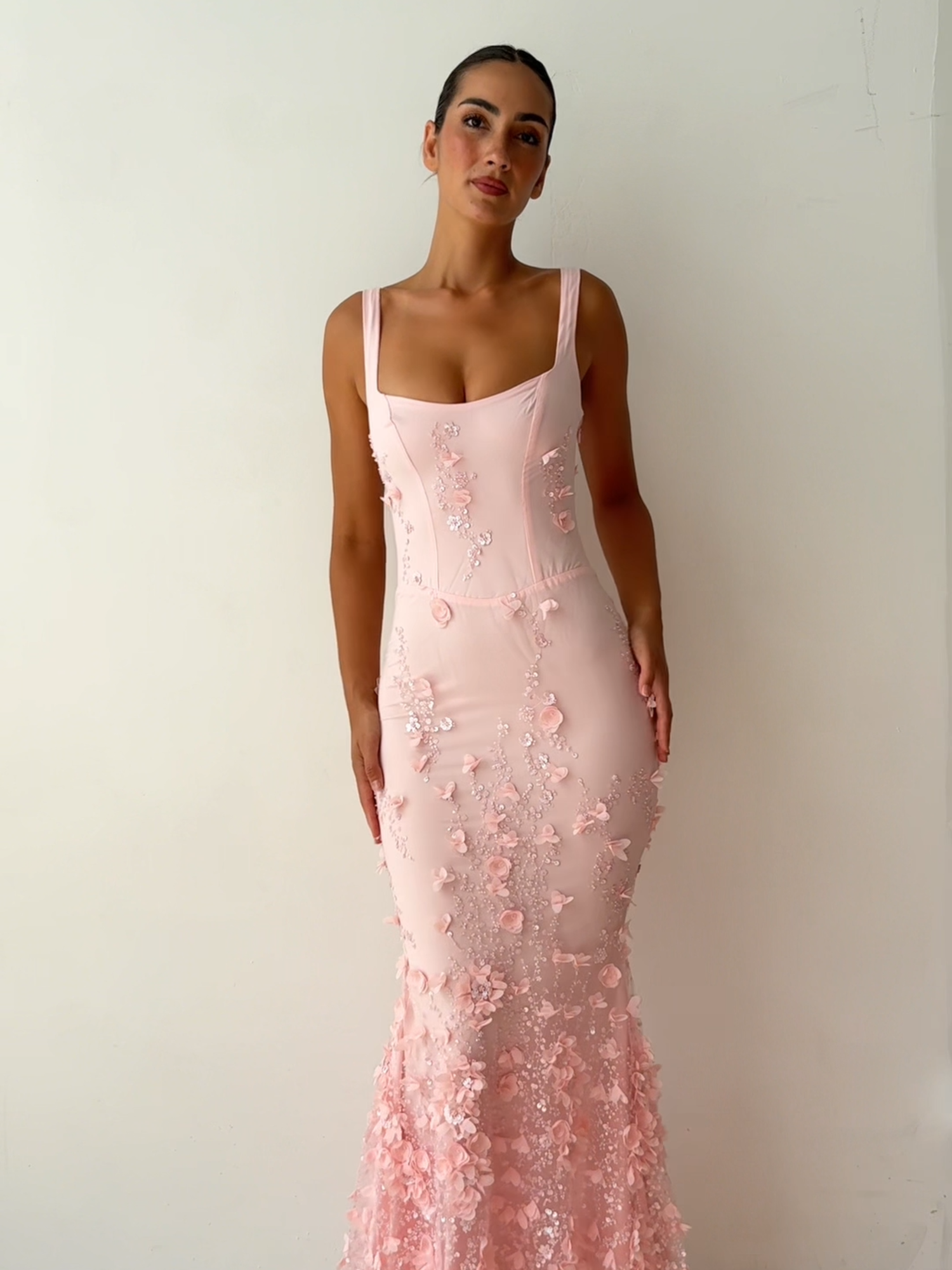 A post by @ohpolly on TikTok caption: Our most loved Vasanta gown comes in pink, white, lilac and black.... which is your favourite? ✨ #ohpolly #ohpollydress #formaldress #dreamdress #promdress #sparkle #embellished #outfitinspo
