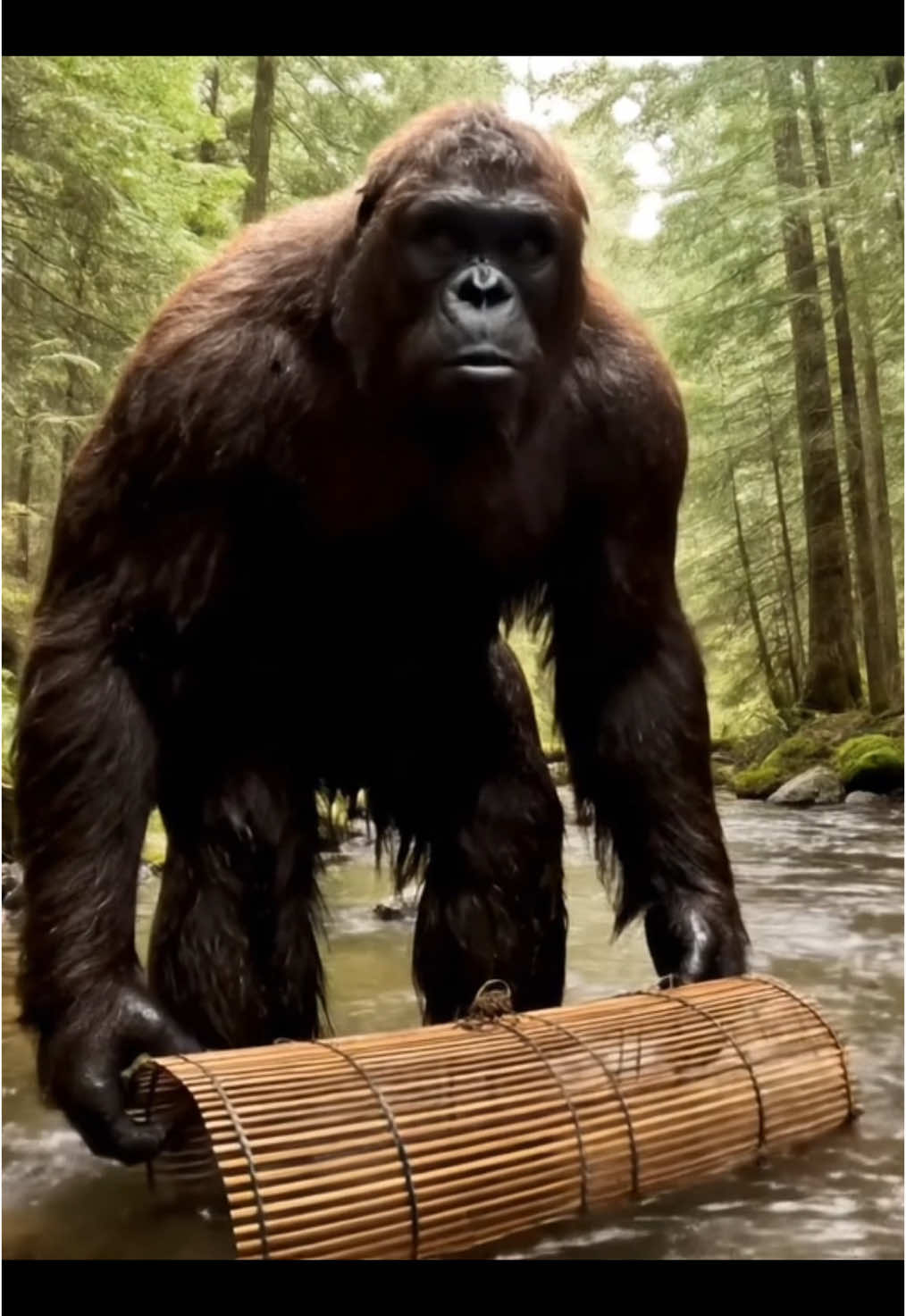 A post by @infinitecr8 on TikTok caption: Bigfoot Vlog 17 Building A Fish Trap! #bigfoot #bigfootisreal #vlog #usa🇺🇸 #fyp #outdoors #bigfootvlog