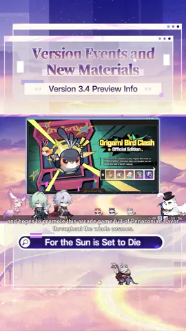A post by @honkaistarrail_official on TikTok caption: Version Events and New Materials - Version 3.4 Special Program #HonkaiStarRail #HoYoverse