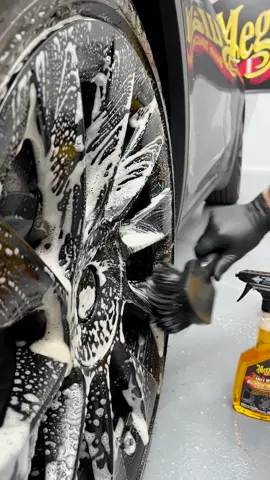 A post by @meguiars on TikTok caption: Let's clean those wheel & clean those tires! Hot Rims Black Wheel Cleaner & Citrus Power Cleaner Plus RTU! #meguiars #reels #asmr #wheelcleaner #tirecleaner #allpurposecleaner #citruscleaner #diy #detailinghack #automotive #detailer