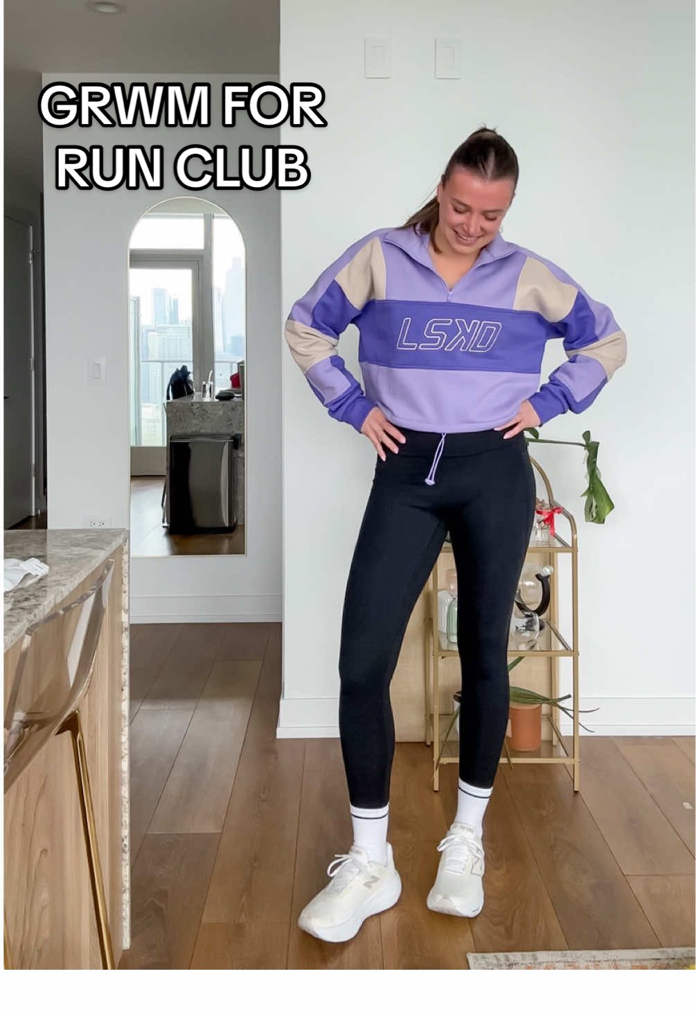 A post by @peds_slp on TikTok caption: love a saturday morning run club to get the weekend started 🏃🏽‍♀️💜 @LSKD #lskdcreator #grwm #grwmtorun #run #running #runnergirl #chicagorunners #runtok #runna 