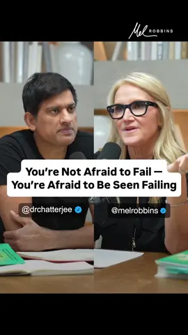 A post by @melrobbins on TikTok caption: What if I told you that what you're really afraid of isn’t failure, it’s what other people will think if you fail? Thank you @Dr Rangan Chatterjee this episode of Live Better, Feel More! Listen to the full episode now, 🎧 "How To Feel More In Control Of Life: A Revolutionary Approach to Stress, Relationships & Inner Peace with Mel Robbins." #melrobbins #failure #fearoffailing