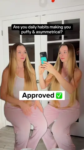 A post by @anastasiabeautyfascia on TikTok caption: Are Your Daily Habits Changing Your Face...for the WORSE? 😥 You might not realize it, but the way you sit, stand and hold your phone is shaping you and your face every single day. Slouching, dropping your head forward, crossing your legs for hours - they all seem comfortable.  But over time, they create tension, restriction and asymmetry that will show up in your face. When your head drops forward too often (hello, phone posture 👋), the muscles get tighter and fascia gets adhesions.  This restricts the flow of major vessels leading into the head and can interrupt the proper drainage, causing puffiness, sagging and even dull skin tone. Crossing your legs or collapsing to one side creates an imbalance that climbs - from pelvis, to ribs, to shoulder, to jaw. And the fascia connects it all.  One-sided habits can literally pull your face out of alignment over time. Do you notice one cheek fuller?  One eyebrow lower? These aren’t just cosmetic.  They’re postural. Want to know how to restore symmetry and flow? 1️⃣ Follow me, so you don't miss new videos about this 2️⃣ Try the 10-Min Full Face Massage Routine that's pinned on my Profile (Posts, not Reels) 3️⃣ Is posture - especially related to using your phone - a problem for you?  If so, what's the biggest 'phone posture' problem you're struggling with? Let me know in the comments 👇