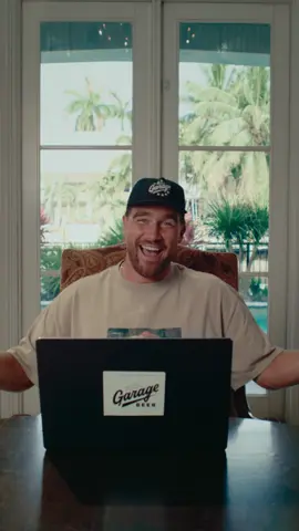 A post by @traviskelce on TikTok caption: That’s the whole strategy! 🧠  #garagebeer @drinkgaragebeer 