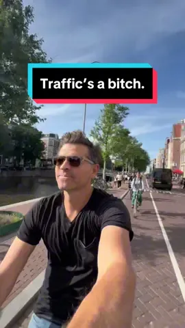 A post by @mishacollins on TikTok caption: Traffic’s a bitch.  (See you tomorrow at Heroes Dutch Comic Con. dutchcomiccon.com) LINK IN BIO #fyp #foryou #foryoupage #dutchcomiccon #amsterdam 
