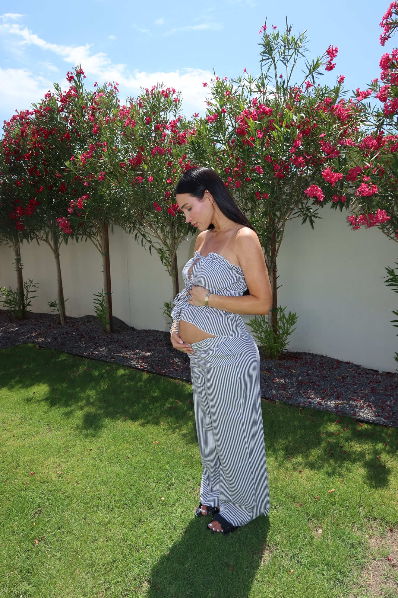A post by @krystianatiana on TikTok caption: Well now that you mentioned it, I shall have 10 #pregnant #pregnancy #moms #baby #family 