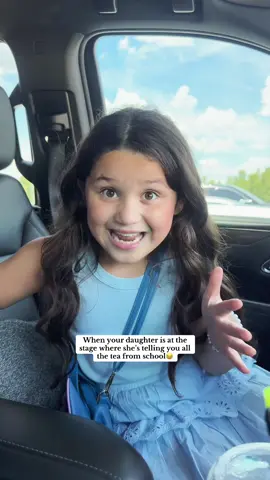A post by @thekelleyfamily on TikTok caption: That elementary tea is juicy!!!😂 #daughtersbelike #schooldrama #sipstea #comedy #relatable #fyp 