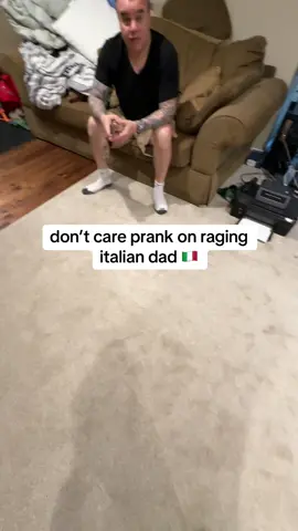 A post by @theragingitalian on TikTok caption: don’t care never cared 😂😭 #foryoupage #foryou #fyp #fypp #fy #viral #rage #funny #raging #italian #dad #fypage #theragingitalian #prank #fake #fakeaudio #fakebody #trending #trend #joke #dontcare 