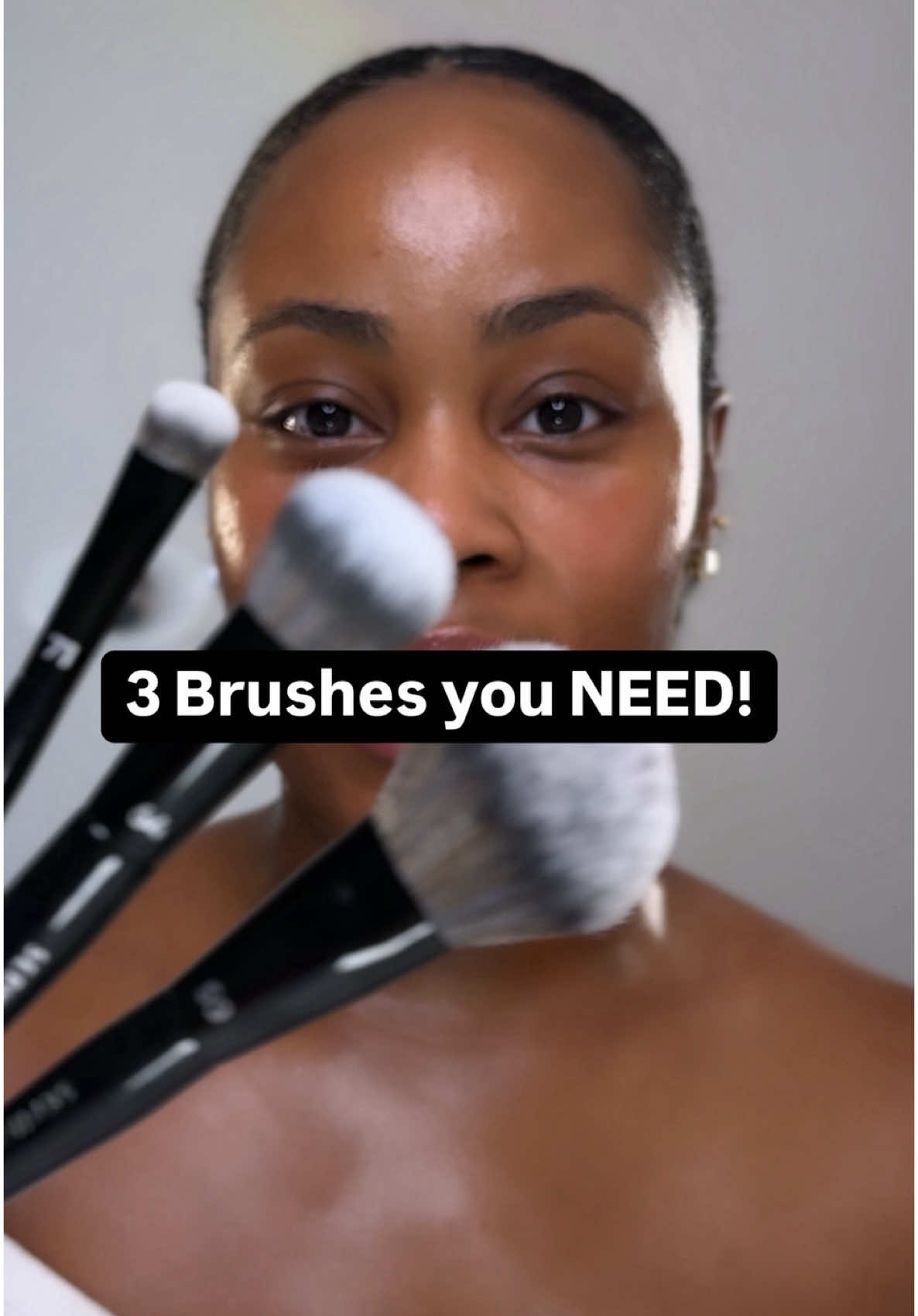 A post by @ on TikTok caption: Makeup brushes you NEED! I kept it simple and my skin still gives luxury.  Here are three @Sephora Collection  Pro brushes worth your money. #sephoracollection #ad TAP Link in bio to shop now @sephora 