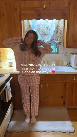 A post by @taylorrandsoph on TikTok caption: Very realistic morning for us! #taylorandsoph #morningroutine #family #mom #pregnant 