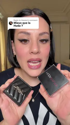 A post by @frenchtouchofmakeup on TikTok caption: Replying to @Hassna BATTLE DE POUDRE @Huda Beauty et @YSL Beauty  #makeup 