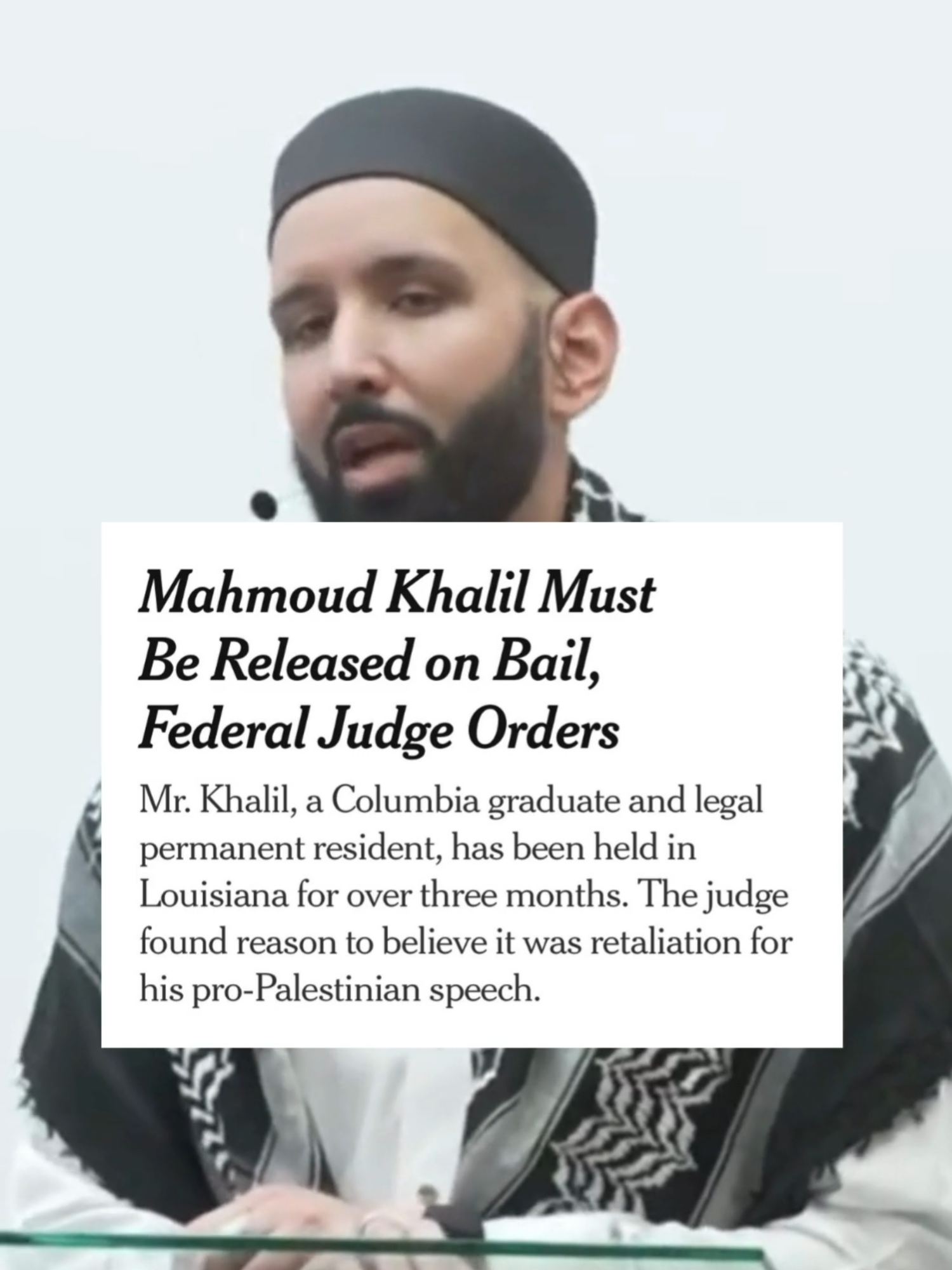 A post by @omarsuleimanofficial on TikTok caption: Omar Suleiman's Visit With Mahmoud Khalil in ICE Detention