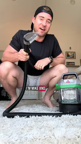 A post by @pkcreedon on TikTok caption: #ad I swear I do some things, too😅. Mike just loves cleaning and using his @BISSELL Clean Little Green Pet Pro Bundle. Link in bio for the one we have! #BISSELLinsider #lgbtq #loveislove #relatable #pride #pridemonth #BISSELLpartner