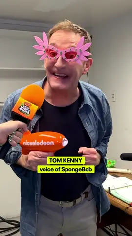 A post by @spongebob on TikTok caption: Tom Kenny really does it all 🎙️ BTS in the booth #kca #bts 