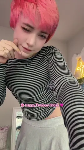 A post by @user12342069911 on TikTok caption: I’m live on twitch btw ~ indigowhitetv ⛓️‍💥 on my story 🤭 #femboyfriday 