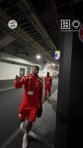 A post by @fcbayern on TikTok caption: 𝗖𝗛𝗘𝗖𝗞𝗜𝗡𝗚 𝗜𝗡 😎 Watch our game against Boca live and for free on DAZN 📺 #FIFACWC #TakeItToTheWorld 