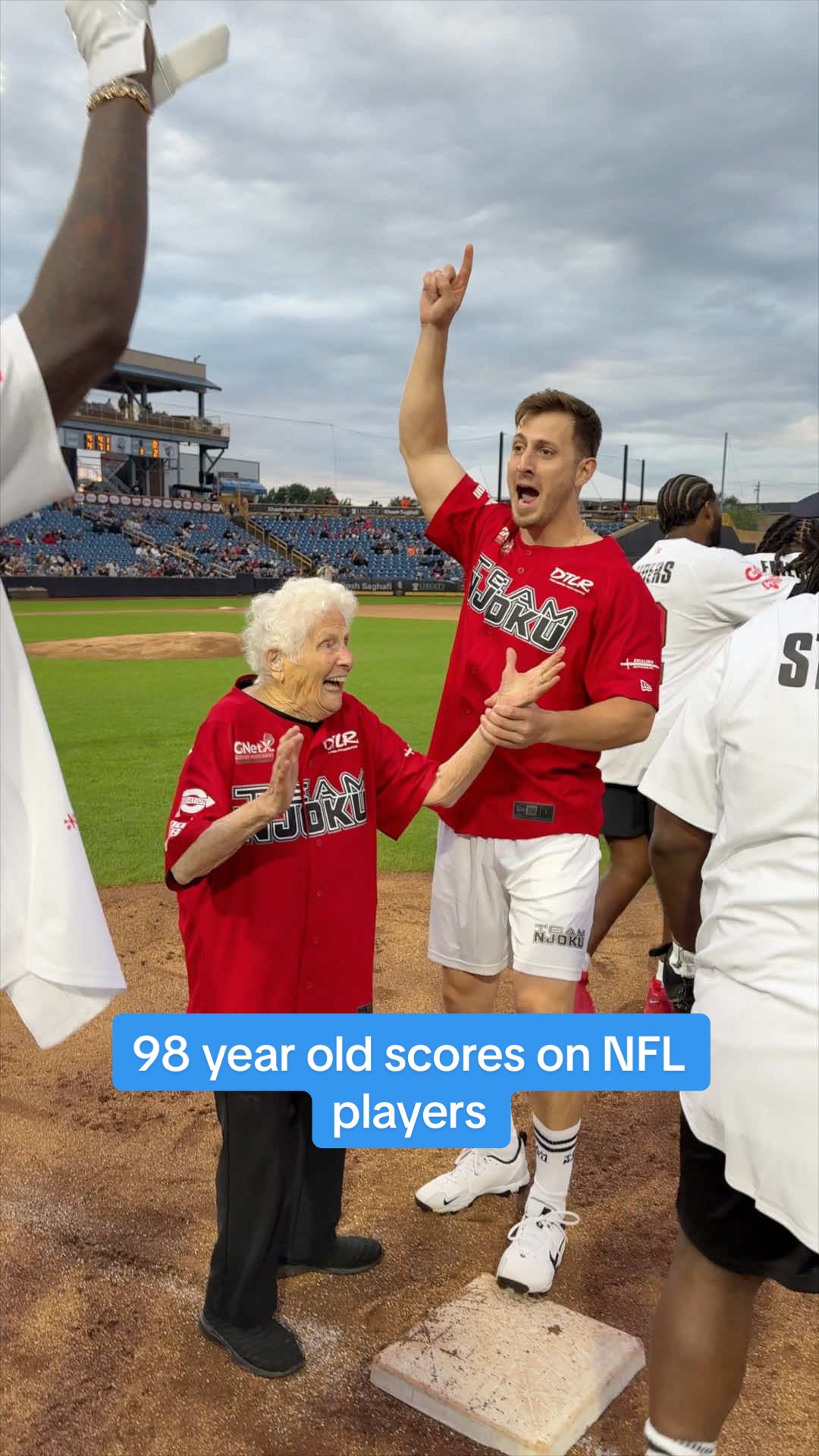 A post by @rosssmith on TikTok caption: Anything is possible 👏🏻 #baseball #granny #NFL 