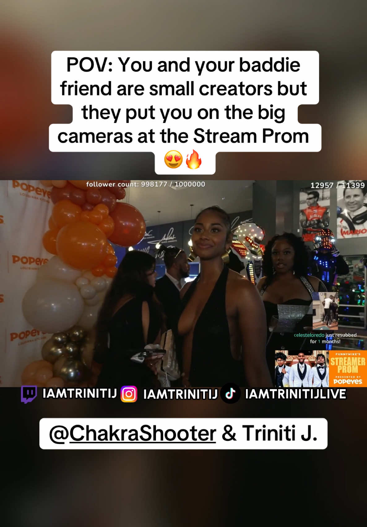 A post by @iamtrinitij on TikTok caption: I THINK WE WERE DESERVING😍 @Chakra Shooter #trinitij #streamerprom 