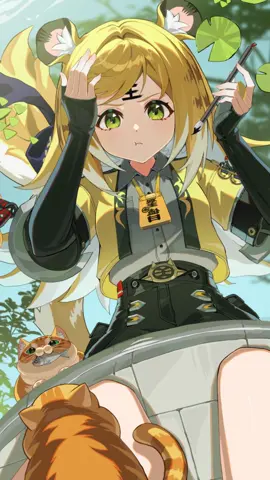 A post by @zenlesszonezero on TikTok caption: For Display Only | Ju Fufu "People keep mistaking me for an orange cat Thiren! A Siamese Thiren! Or a Maine Coon Thiren!" "But I'm actually super scary! ...I'm a big, ferocious... tiger Thiren..." #zzzero #zenlesszonezero #JuFufu #NextstopWaifei