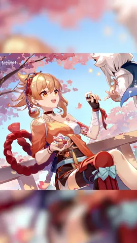 A post by @genshinimpact_en on TikTok caption: Happy Birthday, Yoimiya! #GenshinImpact #Yoimiya