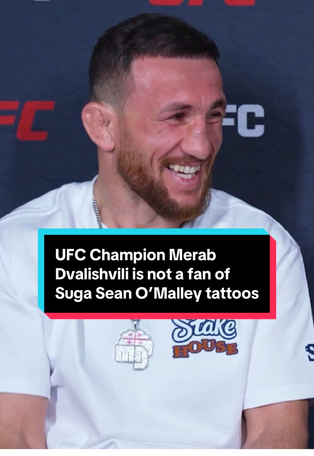 A post by @ninadrama on TikTok caption: UFC Champion Merab Dvalishvili is not a fan of Suga Sean O’Malley tattoos #UFC #ufc316 #merabdvalishvili #seanomalley #sugasean #ninadrama #kickboxing #boxing #muaythai #muaythaifighter #muaythaifighter #taekwondo #jiujitsu #brazilianjiujitsu #jiujitsugrappling #jiujitsulifestyle #wrestling #wrestlingtiktok #wrestlingtok #fit #Fitness #grappling #karate #boxing #judo #seanomalley #georgia #georgian #tbilisi 