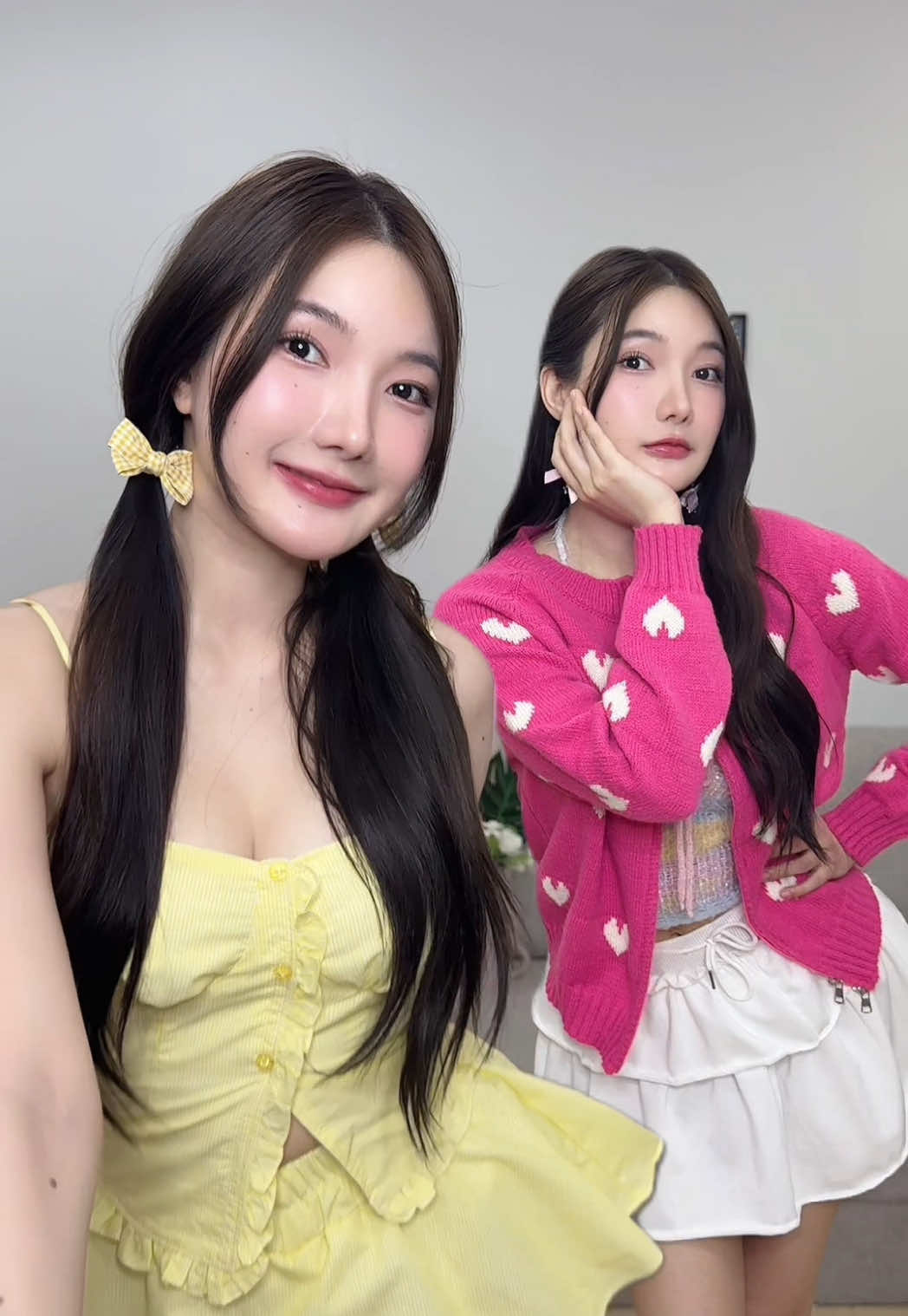A post by @ccreamlike on TikTok caption: ลุคใหม่ 2 style ชอบแบบไหนกัน🍊🍓 #ยูสุสตรอบุรุ  #ระเบิดความฟินไม่มีกั๊ก 