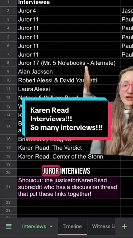 A post by @goojiepooj on TikTok caption: 6/21 - Interviews with Jurors, Lawyers, Family, and Witnesses. #karenread #johnokeefe #massachusetts #interview #jury