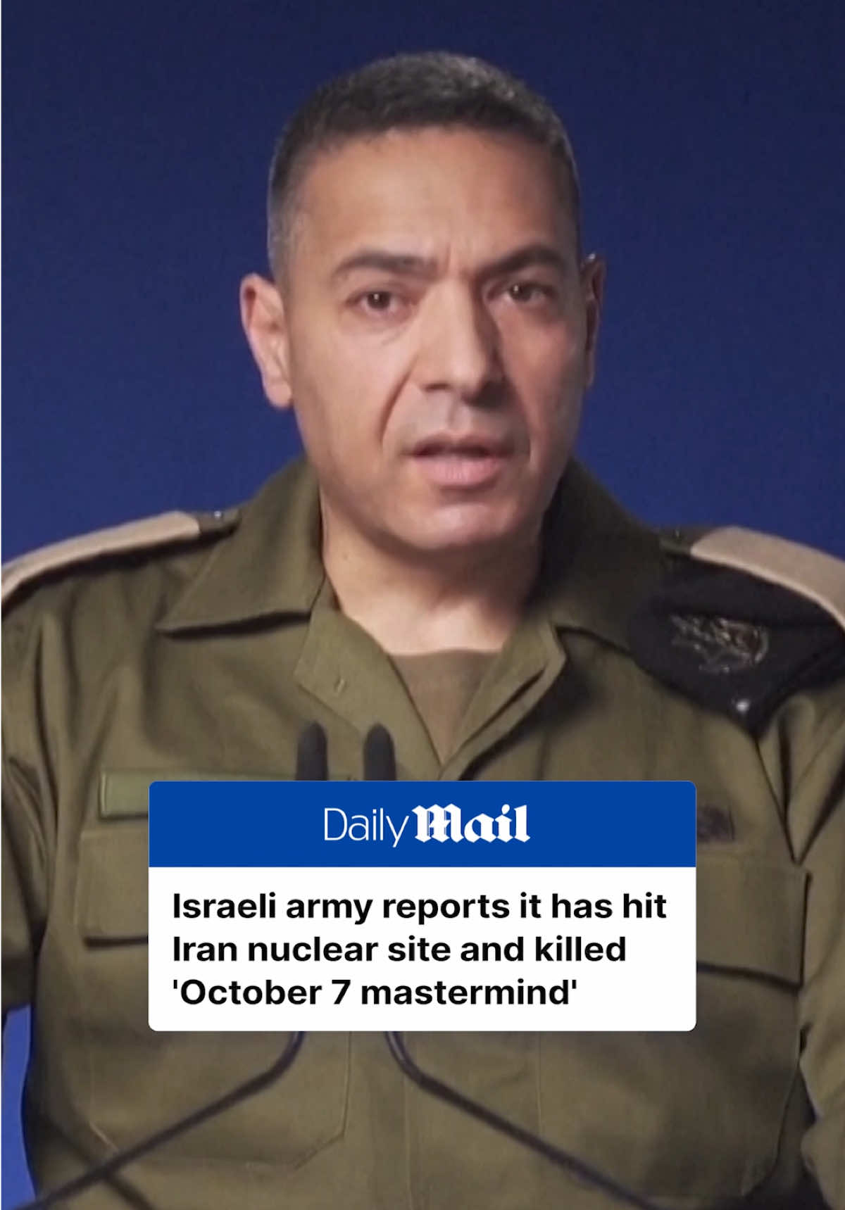 A post by @dailymail on TikTok caption: Israel reports it has killed an October 7 mastermind and struck a nuclear site in its latest wave of strikes against Iran, a day after Tehran said it would not negotiate over its nuclear program while under threat and Europe tried to keep peace talks alive. Tap the link for the full story on DailyMail.com. Link in bio.  🎥 Reuters  #israel #iran #middleeast #politics #news 