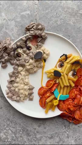 A post by @disneyanimation on TikTok caption: A pasta dinner fit for Lady and the Tramp’s 70th anniversary. 🍝 by @jacobs_food_diaries #disney 