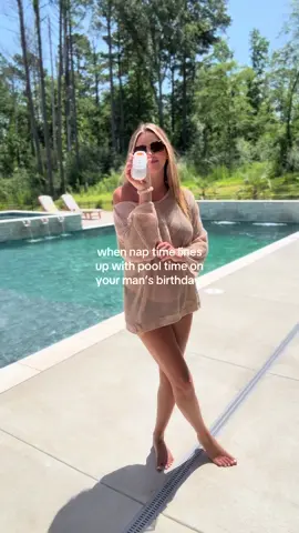 A post by @courtneymoseley_ on TikTok caption: HAPPY BIRTHDAY TO MY MAN! 🎉💗 I lovvvve my kids but it’s a good day when they’re napping at the same time and we can enjoy some kid free pool time! #poolday #birthday #ootd #fyp #husband #wife 
