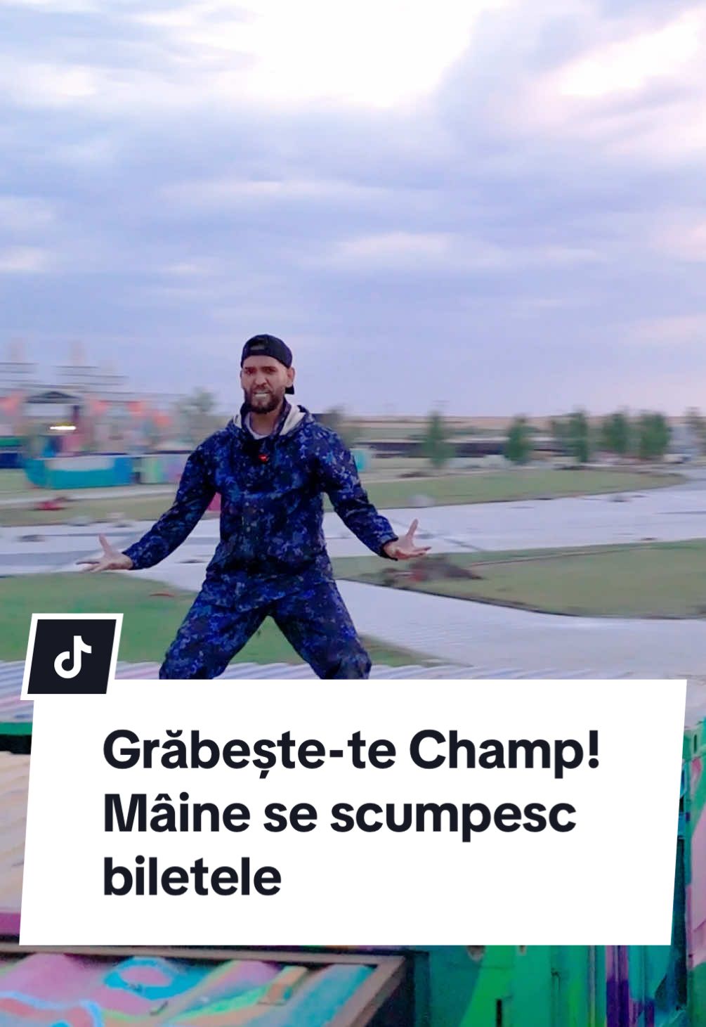 A post by @beachplease on TikTok caption: Grăbește-te Champ! Mâine se scumpesc biletele 🎫 la Beach, Please! Tic, Tac! @Florin_Ragalie #beachplease #showbiz #letsgochamp