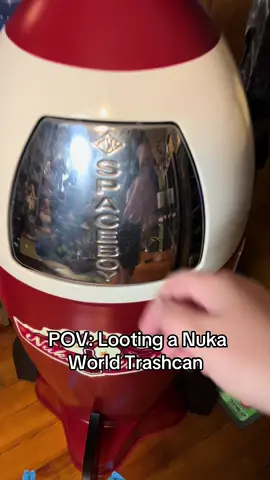 A post by @mrs.fallout on TikTok caption: POV: Looting a Nuka World Trashcan #fallout #mrsfallout #fallouttok 