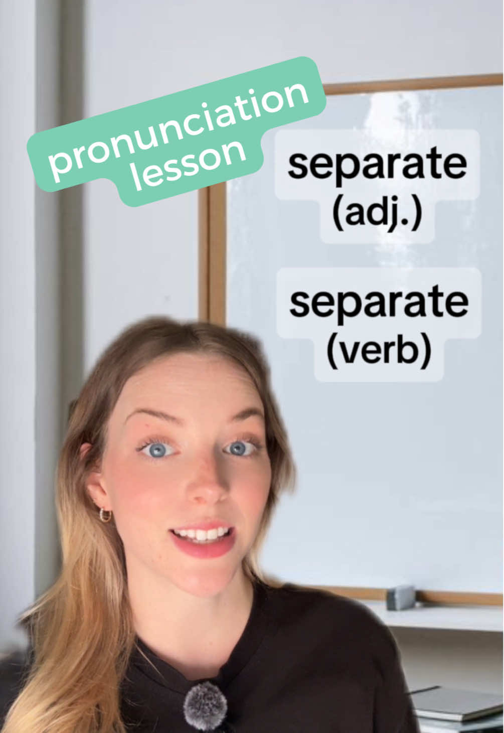 A post by @englishteacherclaire on TikTok caption: These adjectives and verbs are all spelled the same but they have different pronunciations 🙄🤓 #english #englishteacher #englishlearning #englishtips #englishlanguage #englishvocabulary #englishclass #englishpronunciation #americanenglish 
