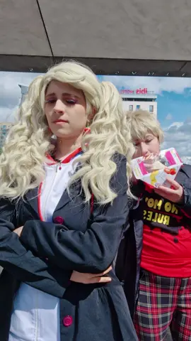 A post by @alittlebitalexia on TikTok caption: our second duo using this audio 😂 @MagicalTurtles #persona5 #persona5cosplay #anntakamaki #anntakamakicosplay #ryujisakamoto #ryujisakamotocosplay #mcmlondon #ryuann 