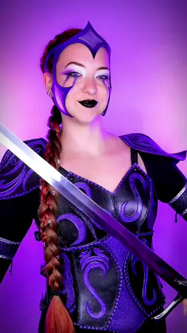 A post by @crazycae on TikTok caption: My Vivalda! 🤩💜⚔️ Check out my recent YouTube video for a teaser on Golden Legacy part two!! 📖 • • • #originalcharacter #oc #cosplay #ladyknight #warrior #book #BookTok #writer #crazycae #foryoupage #fyp #fypdong 