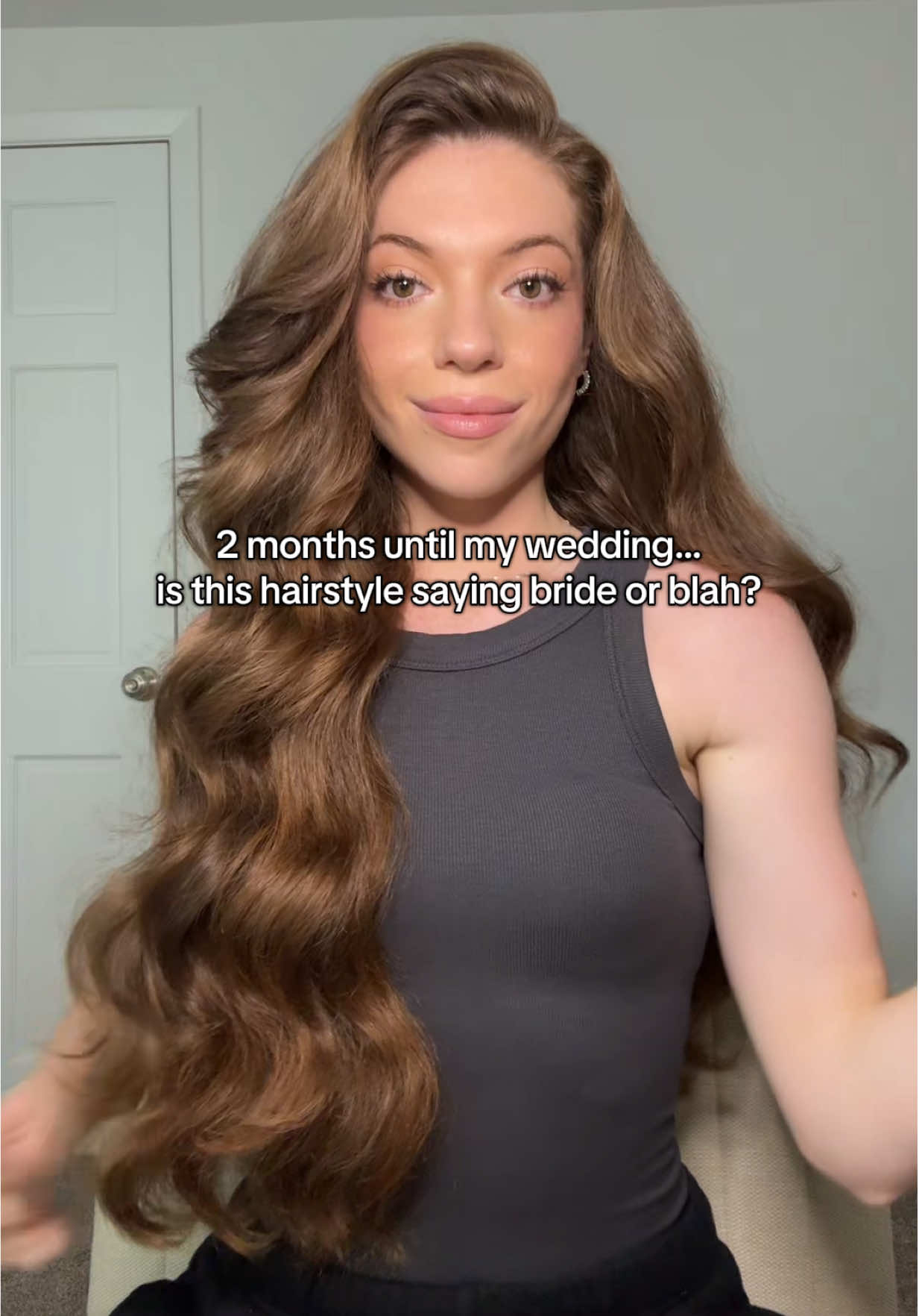 A post by @danielleathena on TikTok caption: Trial 4, be brutally honest! Folllow to see the final wedding day hair 🤍 #hair #hairtok #bridalhair #bridalhairstyle #hairstyle #hairstyles #hairinspo