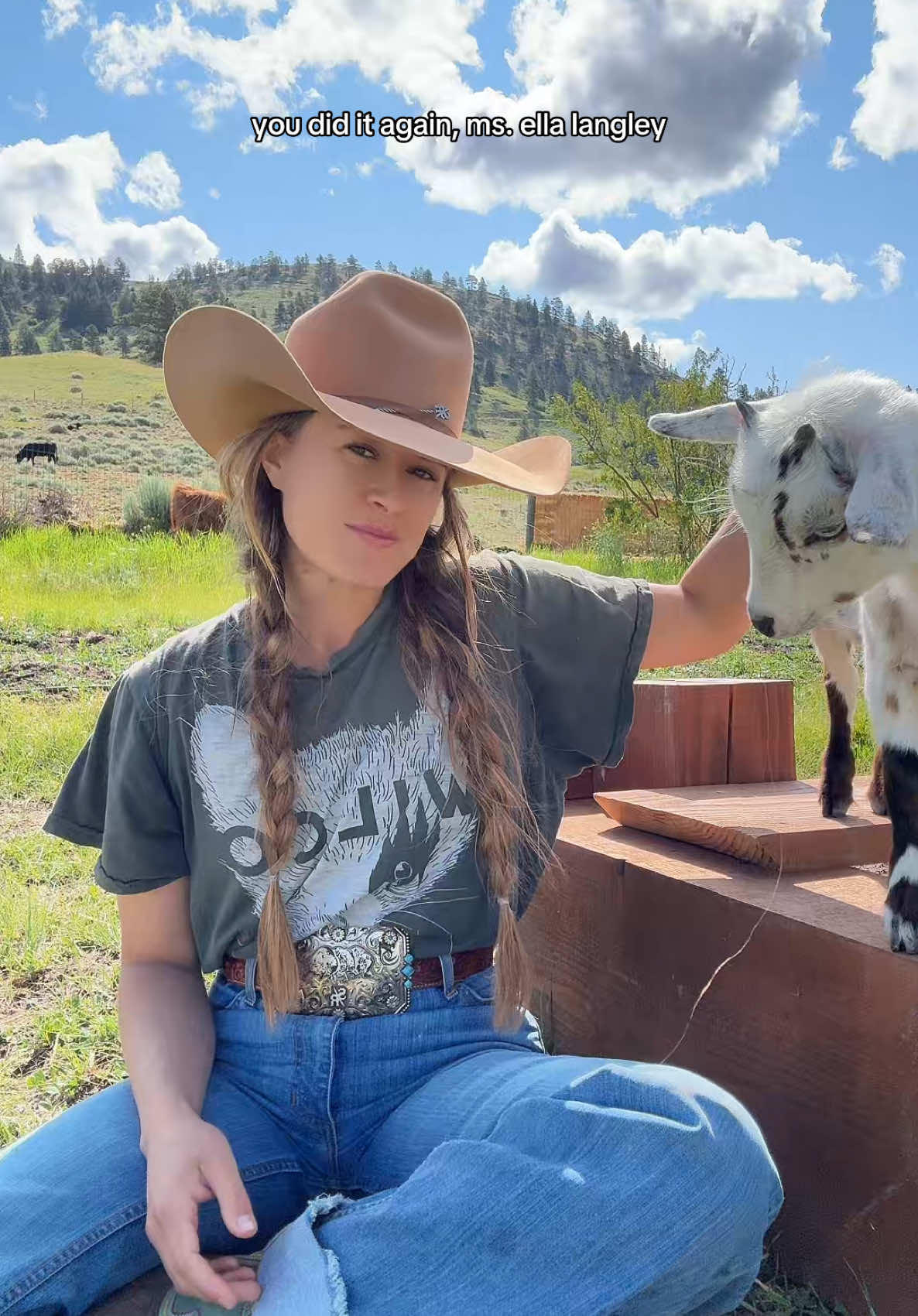 A post by @steadyrein on TikTok caption: the girls are rlly makin me fight for my hair #montana #homestead #mountains 