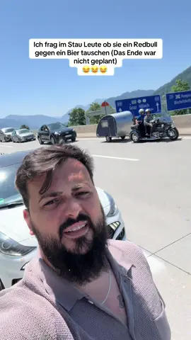 A post by @saintskye_ on TikTok caption: Ich frag Leute im Stau ob sie ein red Bull gegen ein Bier tauschen 😂 #bayern #bayrisch #dialekt #comedy