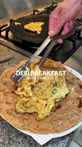 A post by @shezcooks on TikTok caption: Desi Breakfast 😋 Using @Mumtaz At Home desi atta & ghee 🤌🏼 #desibreakfast #desi #breakfast #paratha #atta #ghee #food #cooking #EasyRecipe 