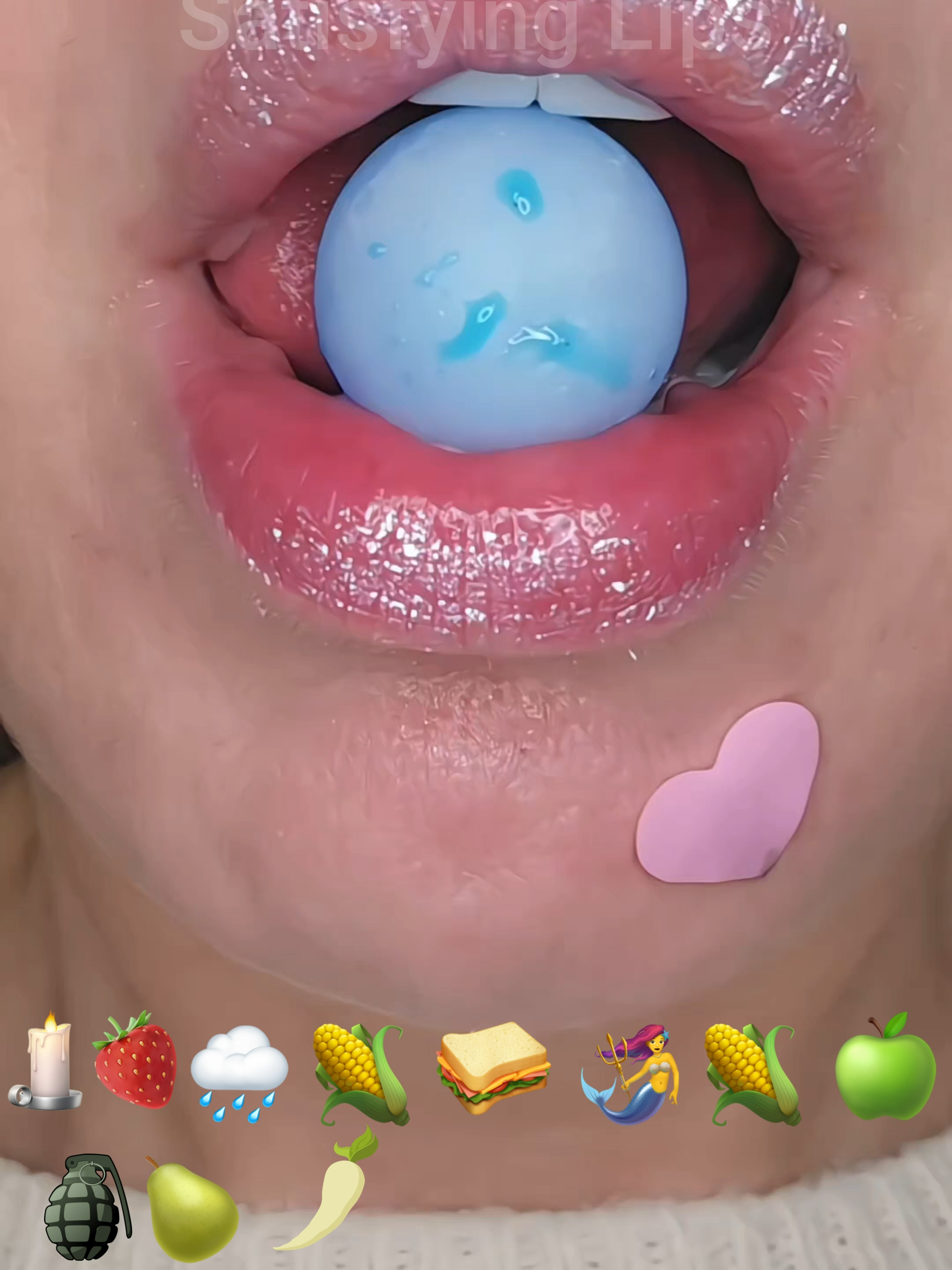 A post by @satisfying..x..lips on TikTok caption: ASMR Satisfying Emoji Food Challenge #satisfyinglips #honeycomb #waxcandy #asmr