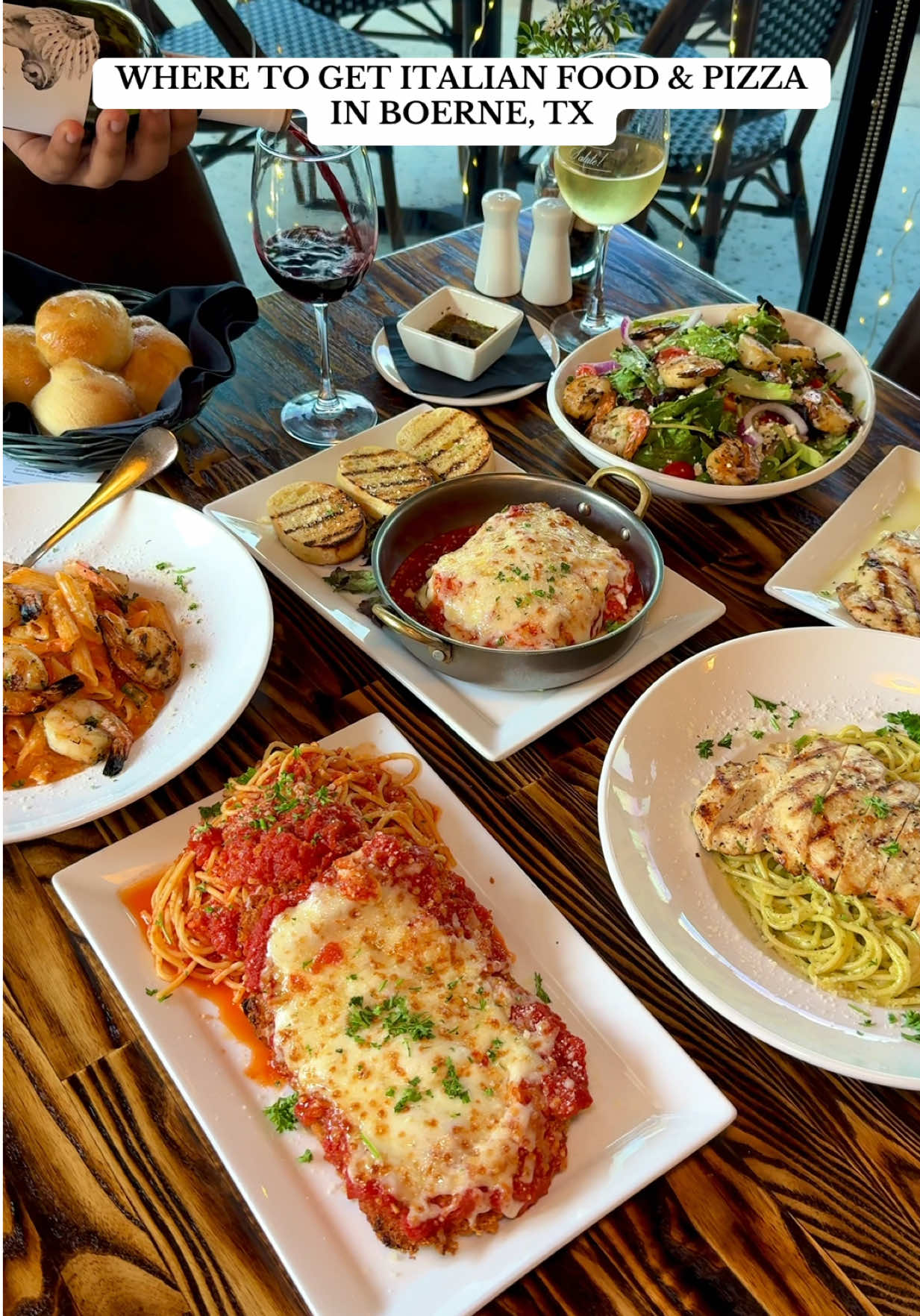 A post by @sanantoniofoodie on TikTok caption: Italian Food in Boerne, TX! 🇮🇹🍕🍝 🍹 $8 Happy Hour (Mon–Fri, 2–6 PM) 📍 Luciano Ristorante Italiano Napa Oaks - 27650 I-10 W Frontage Rd, Suite 101, Boerne, TX ⏰ Mon–Thurs: 11 AM–9 PM, Fri–Sat: 11 AM–10 PM, Sun: 11 AM–8 PM #italianfood #pizza #pasta #boerne #boernetx #sanantonio #sanantoniotx 