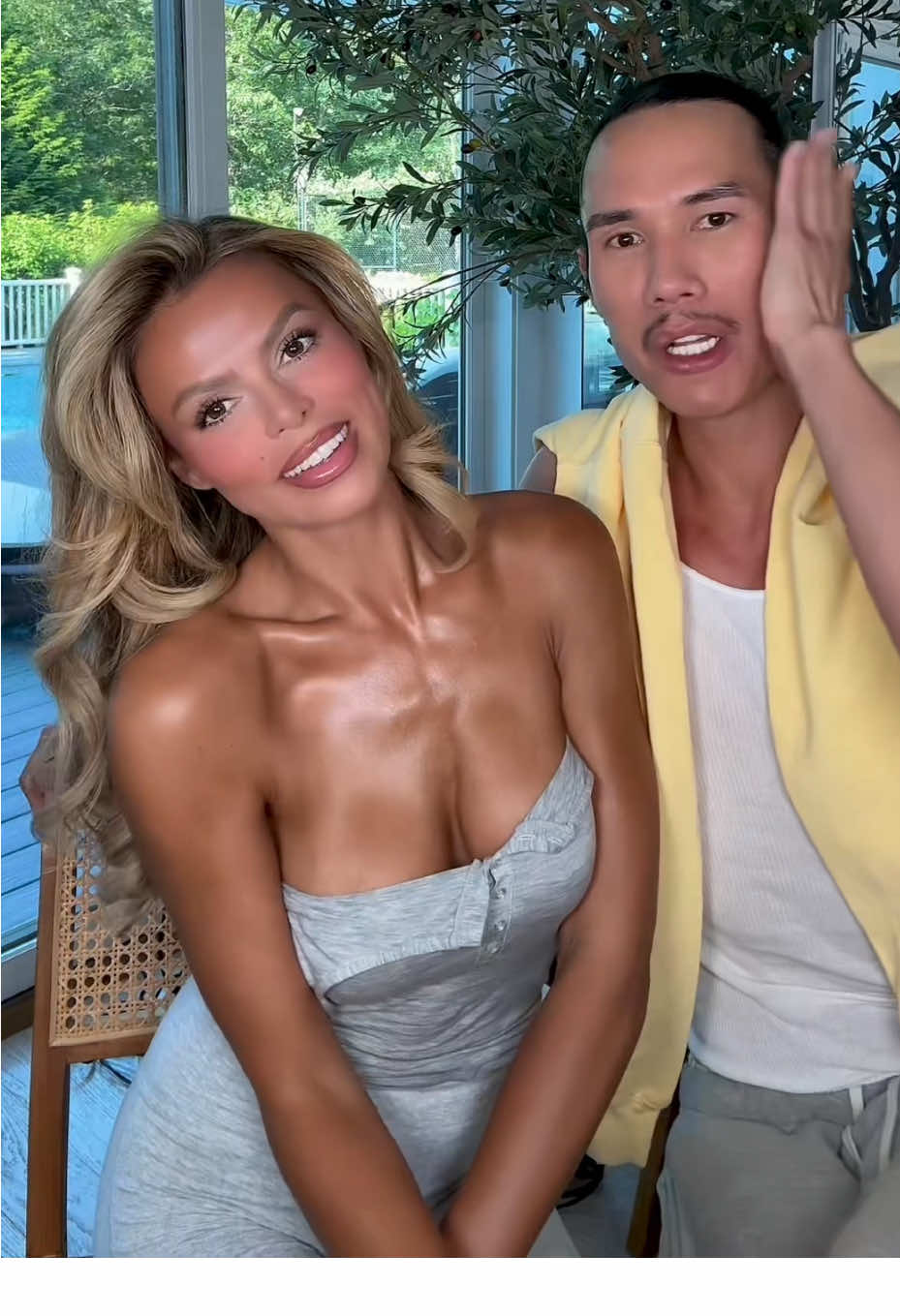 A post by @patrickta on TikTok caption: The most chaotic glam Sesh @Brooks Nader @Patrick Ta Beauty shoutout to the hairstylist for dealing with us 