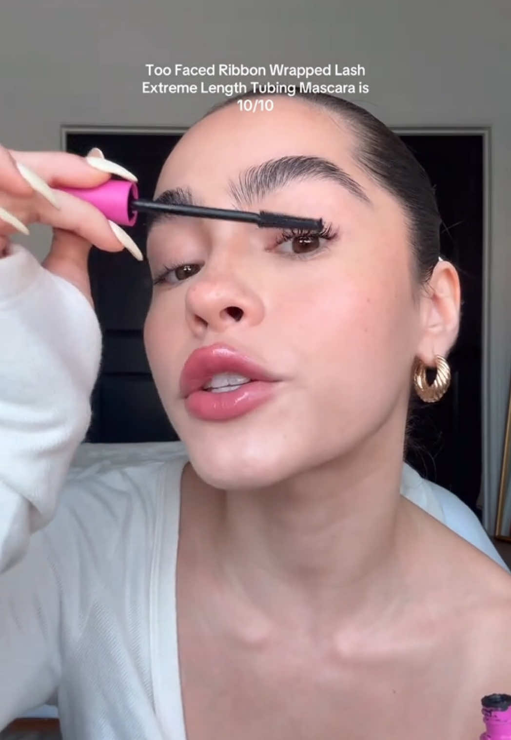 A post by @toofaced on TikTok caption: 🎀✨ Wrapped in drama, length & zero smudge ✨🎀 @monet is showing us exactly why Ribbon Wrapped Lash Mascara is a total game changer 💕 This will definitely be your new lash obsession 👀💖 #toofaced #tcrueltyfree 