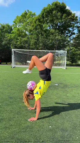 A post by @lia.lewis on TikTok caption: I was way too dizzy to shoot properly 😂 #womensfootball #freestylefootball 