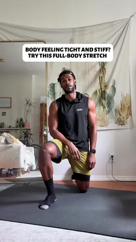 A post by @onedariuswilliams on TikTok caption: Full-body stretch routine for beginners. • 30 sec hold each • 2-3 rounds #fullbodystretch #stretchingroutine #stretching #stretch #foryoupage 