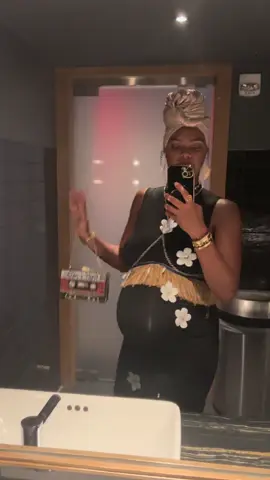 A post by @shashasvoice on TikTok caption: 9 year anniversary with my second heart. I had to take a quick bathroom pic cause my phone is only filled up with kids and bellies lol #bathroompicture #brownskingirl  ✨🫶🏾👑🫶🏾✨