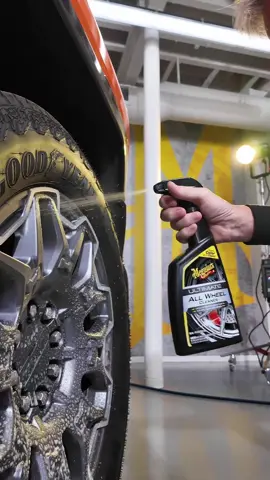 A post by @meguiars on TikTok caption: If you've got a wheel, we've got a wheel cleaner! Ultimate All Wheel Cleaner is safe on all wheel types & surfaces! #meguiars #hummer #hummerev #asmr #diy #detailer #detailing #wheelcleaner #ReflectYourPassion @OC_crabby