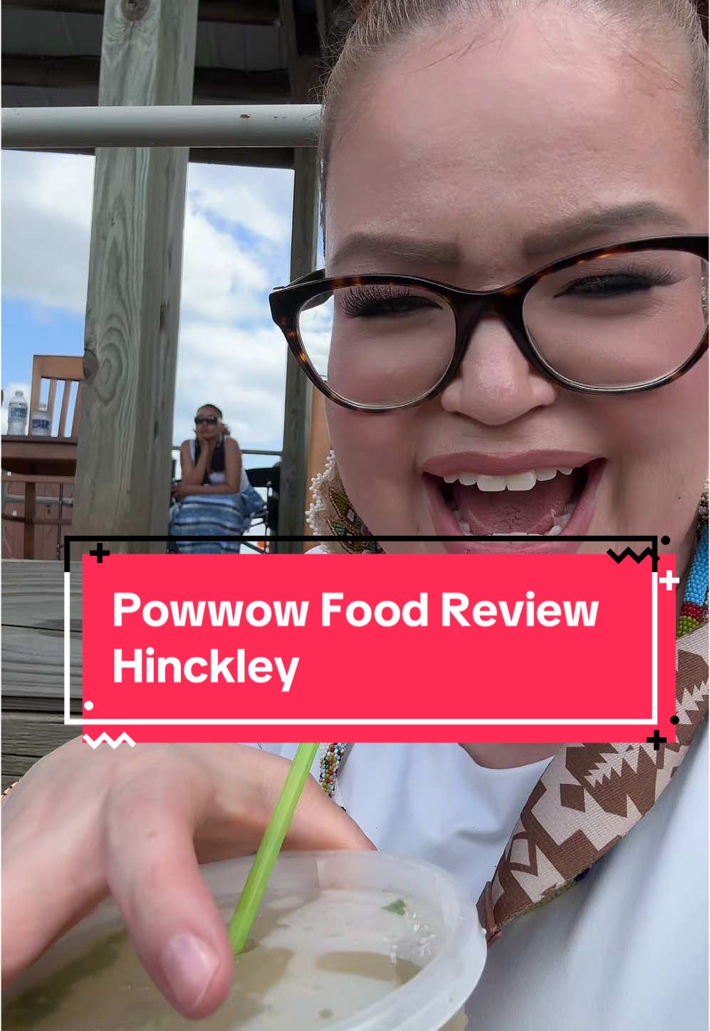 A post by @desiraedesnomie on TikTok caption: #powwowfoodreviewwithdes #hinckley #stevend #bigru #powwowfood #lemonade 