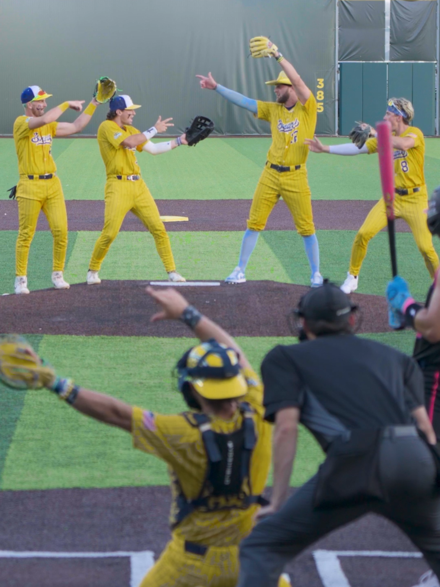A post by @thesavbananas on TikTok caption: shoutout the people cheering at the end for them😌 #savannahbananas #bananaball #trending #fyp #closetoyou @kyle.luigs @david.meadows @jacksonolson_ @theglovemagician