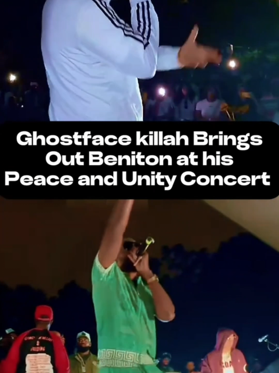 A post by @benitonmusic on TikTok caption: #FlashBack Big up @ghostfacekillah feat #Beniton #ChampionSound 🔥 #peaceandunityfestival #fyp #wutang #wutangclan 
